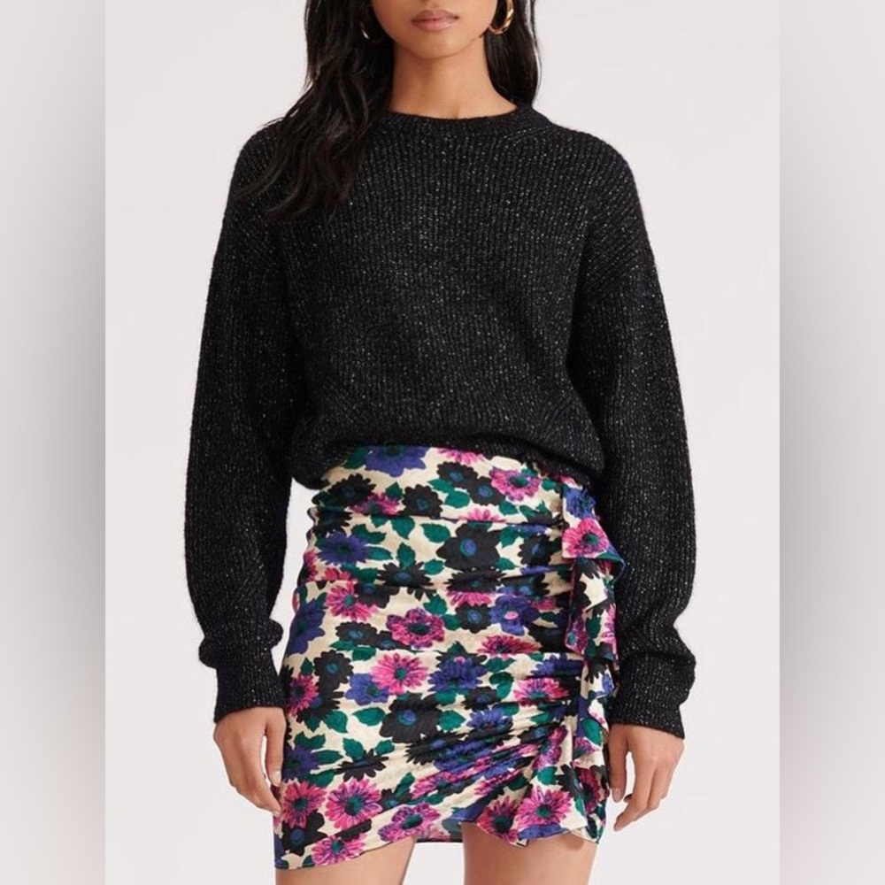🌺 VERONICA BEARD Ravello Floral Jacquard Ruched Stretch Silk Skirt Size 4